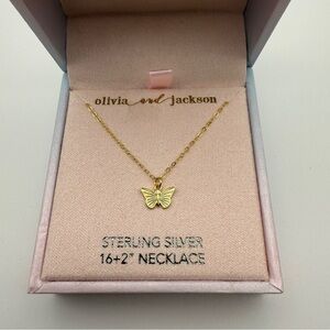 Olivia & Jackson Gold-Tone Sterling Silver Butterfly Necklace 16”+2”